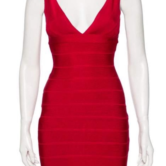 Herve Leger Lipstick Red Bandage Mini Dress - Picture 5 of 5